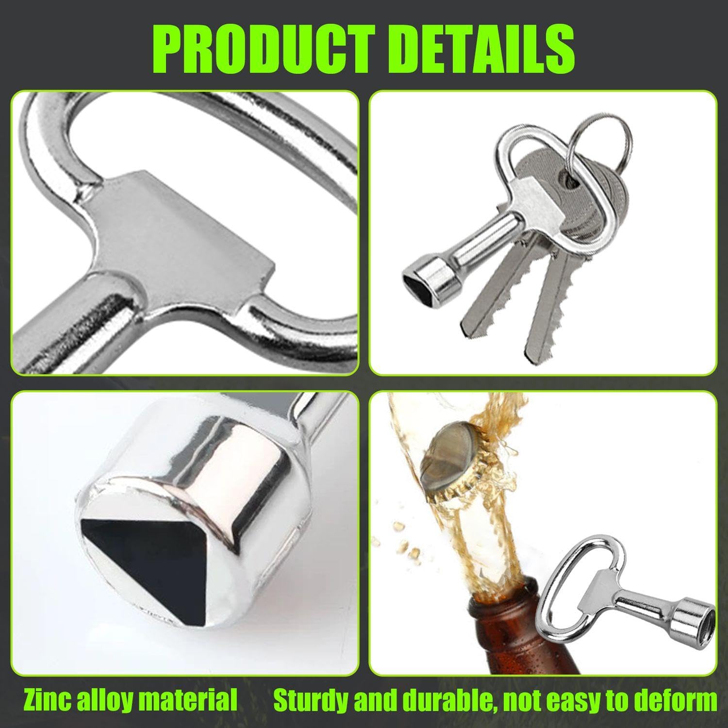 4 Tasti Universali Multifunzione, Chiavi di Deflazione del Contatore dell'Acqua, Strumenti di Sblocco di Riparazione E Accessori Essenziali per Cassette degli Attrezzi.