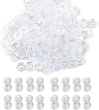 PUSNMI S Clips Rubber Band Clips 1000 Pieces Loom Rubber Band Clips Plastic Band Clips Connectors Refills Bracelet Kit Clip for Loom Bracelets DIY Making Refill Kit, Clear
