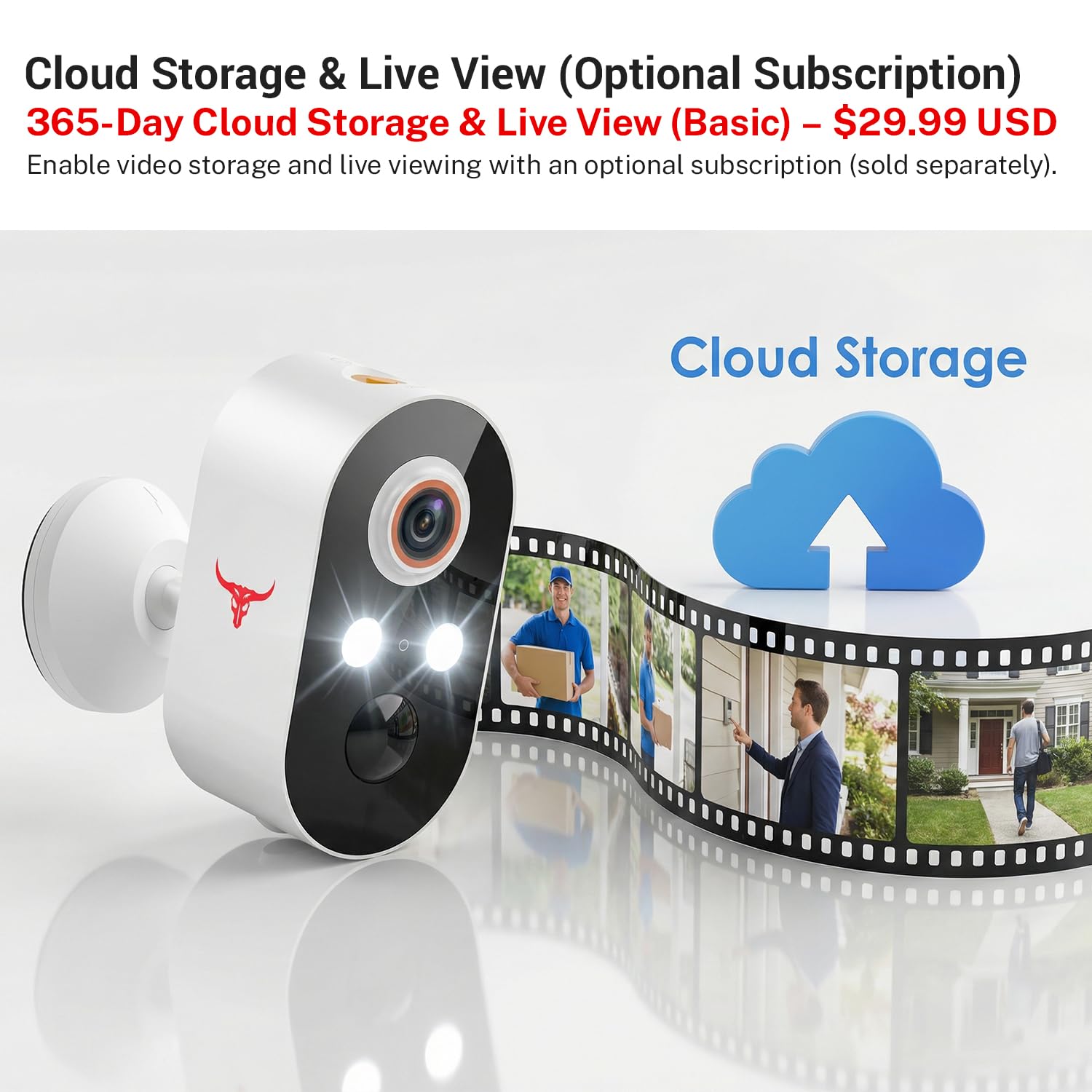 1080P Wireless Security Camera Outdoor, Battery Powered, AI Human Detection, Color Night Vision, 2-Way Audio, IP65 Waterproof, 2.4G Wi-Fi, Cloud Storage — view 2