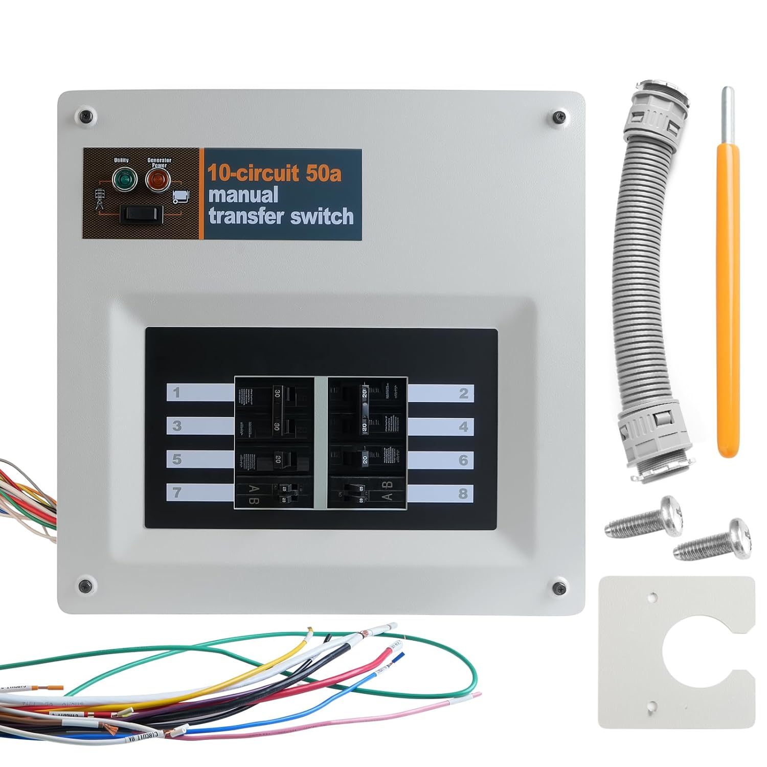 50 Amp Indoor Manual Transfer Switch Kit for Portable Generators 10-Circuit Selector 240V Compatible with XG10000E XP10000E GP15000E GP17500E for Generac 9854