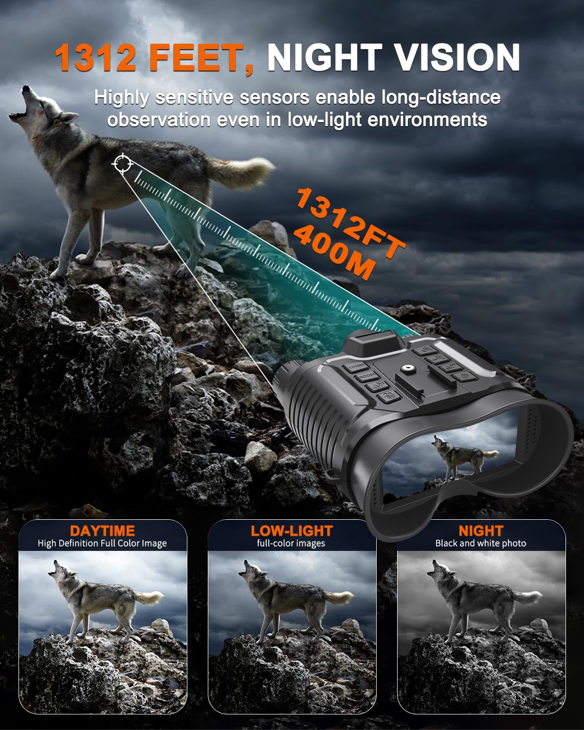 Night Vision Goggles Head Mounted - 4K Night Vision Binoculars 1312ft 8X Digital Zoom, Saves Video and 36M Photos, for Helmets, Long Range IR Night Vision Goggles