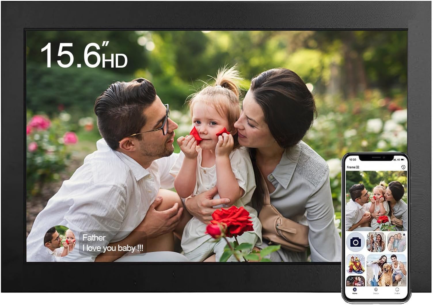 UCMDA Cornice digitale WiFi da 15,6 pollici, Full HD Touch Screen Smart