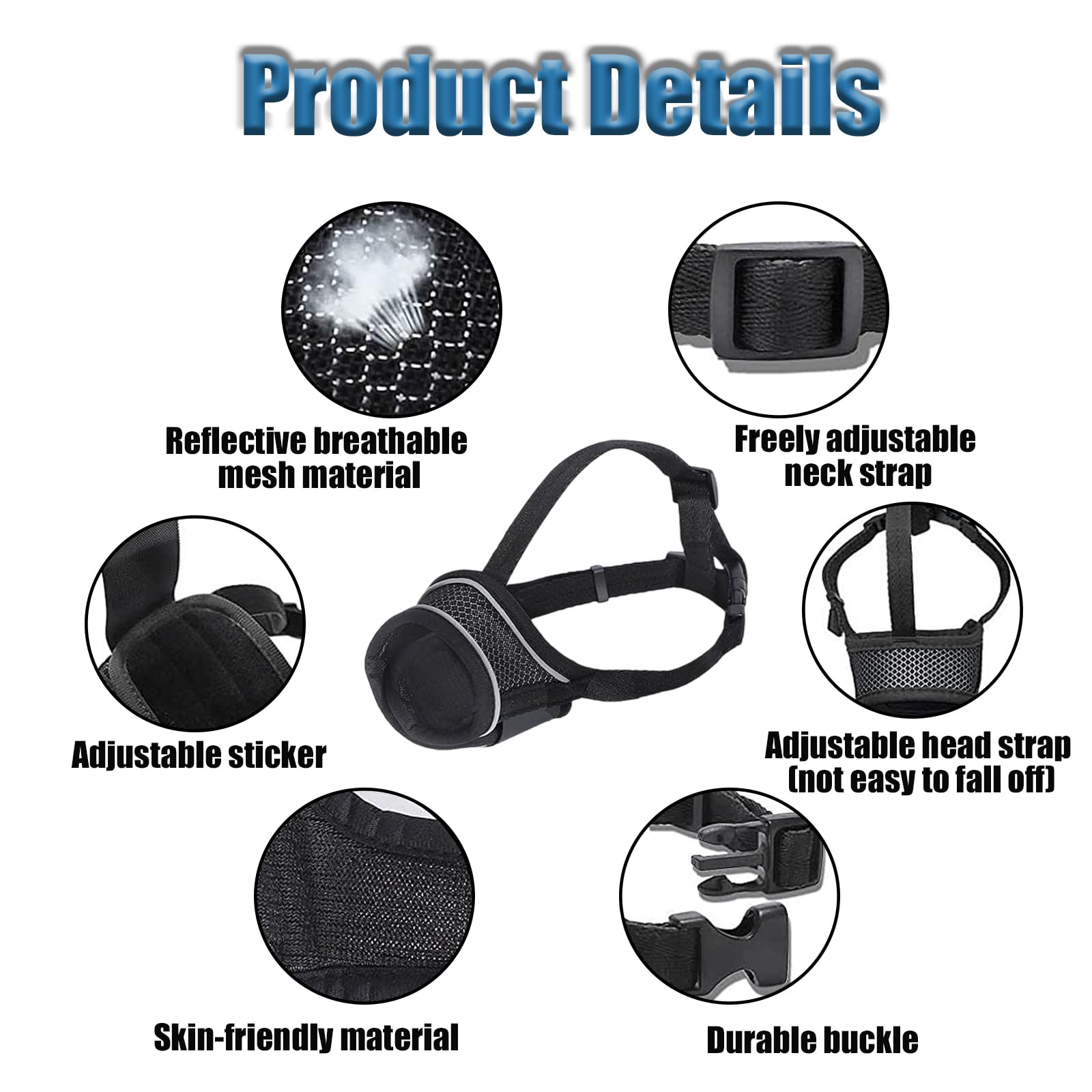 Pet Dog Muzzle, Anti-Bite, Anti-Barking, Anti-Chewing, Anti-Eating, Adjustable Mouth Guard - Image 3