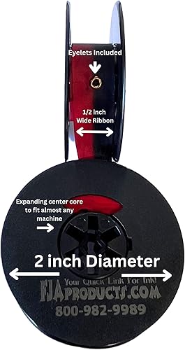 Miniatura 3 de FJAProducts - Cintas universales para máquina de escribir con ojales, cinta de 1/2 pulgada de ancho en carrete de 2 pulgadas