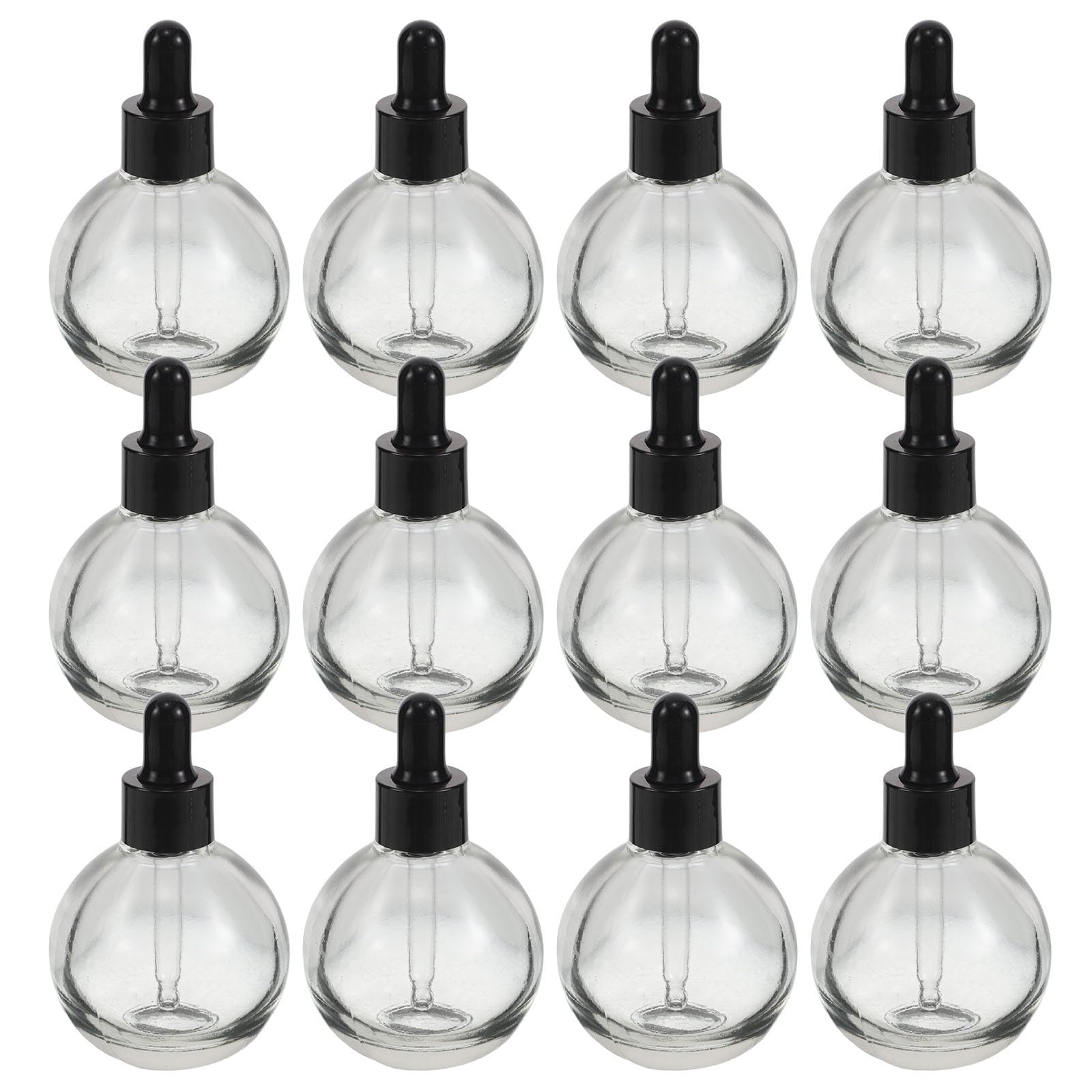 Alipis 12 Stück Kugel Tropfflaschen aus Glas 30ml mit Pipette | Klarglas, Silikon und Kunststoff, Nachfüllbar für Aromamischungen und Hautpflege, Kompakte Reisegröße