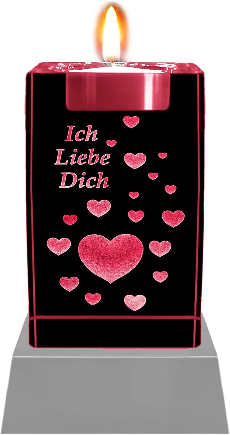 Kaltner Präsente Lumière D'ambiance - Un Cadeau Qui Sort De L'ordinaire : Bougie LED/bloc De Verre Cristal/gravure Laser 3D - Tour Eiffel