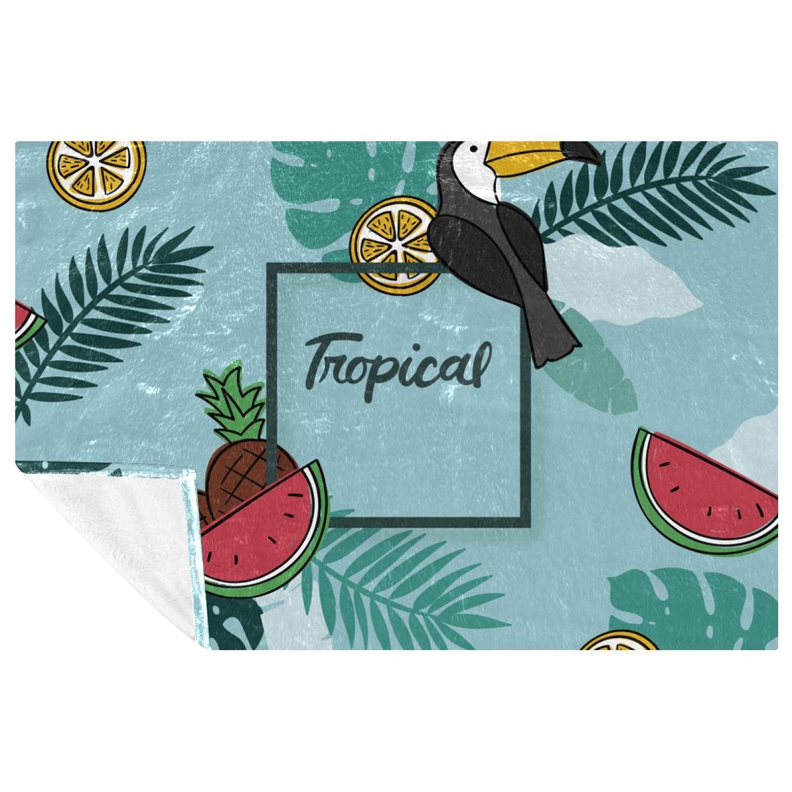 Couverture douce tropicale 150x100 cm : créez un cocon de tendresse sur votre lit ou canapé