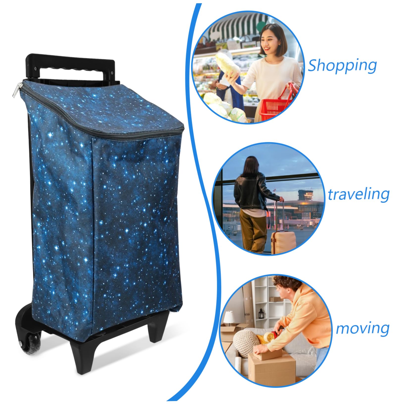 Carrito Plegable De Compras Con Mango Telescópico De Aleación De Aluminio Gran Capacidad Para Transporte De Comestibles Viajes Y Mudanzas Ligero Y Compacto Fácil De Mover