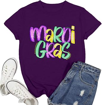 Mardi Gras Shirts for Women Fat Tuesday Tshirt Happy Mardi Gras Day Tee Top