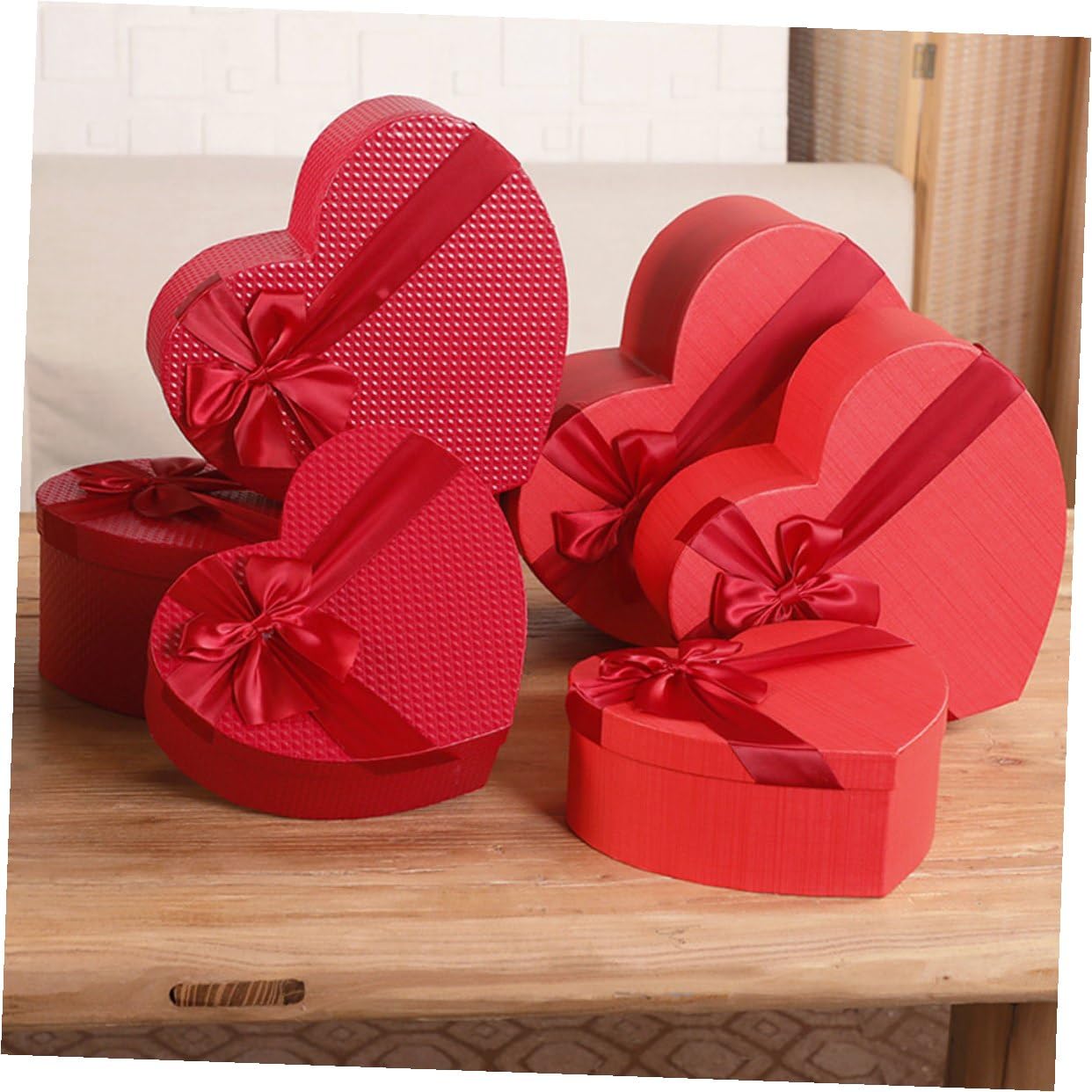 Gogogmee 3 Stück pack Rote Herzförmige Geschenkboxen aus Papier Aufbewahrungsboxen für Valentinstag Hochzeiten und Dekoration