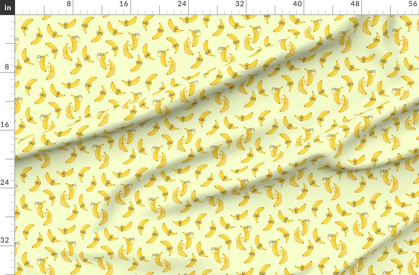 Spoonflower Fabric - Bananas Glasses Yellow Fresh Summer Food Banana Printed on Organic Cotton Sateen Fabric by The Yard - Sewing Quilting Apparel Home Decor