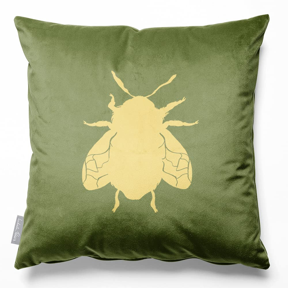 Izabela Peters Bee - Sage Eco-Friendly Velvet Cushions With Covers, Filled, 40 Cm, For Chair, Sofa, Seat, Large