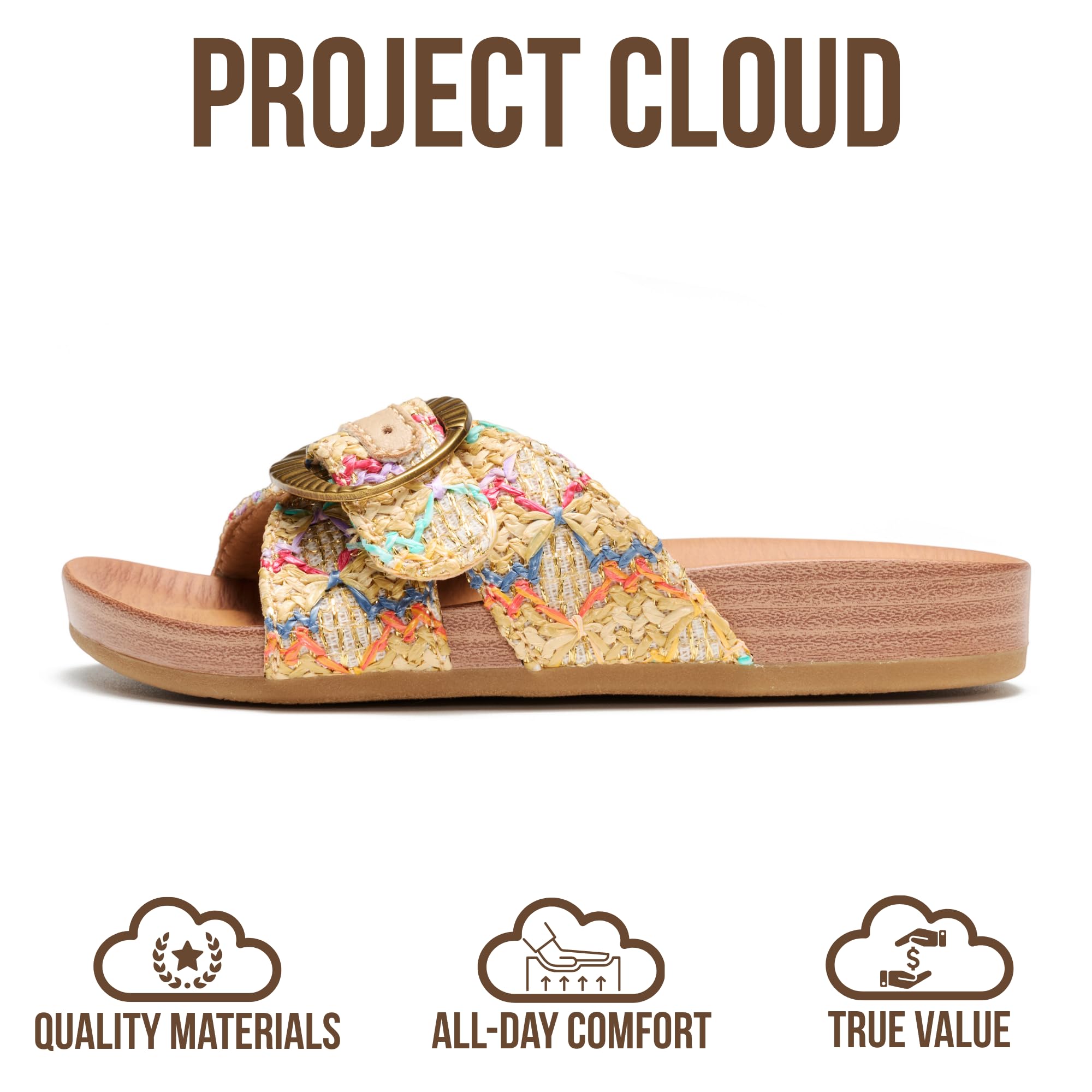 Project Cloud Girls Sandals - Adjustable Buckle Toddler Slides with Plush and Soft Insole Kids Sandals - Non-Slip and Lightweight Slides for Kids (Beaming Kids) — view 3