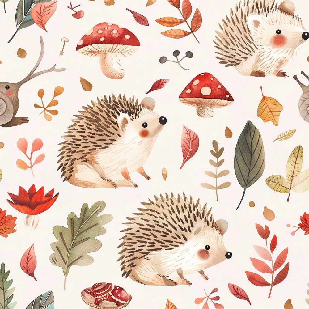 Jiaoqss H Peel And Stick Wallpaper Cute Edgehog Mushroom Self Adhesive Wallpaper Vinyl Wrap Roll For Furniture Removable Waterproof Renter Friendly Contact Paper Living Room Bedroom