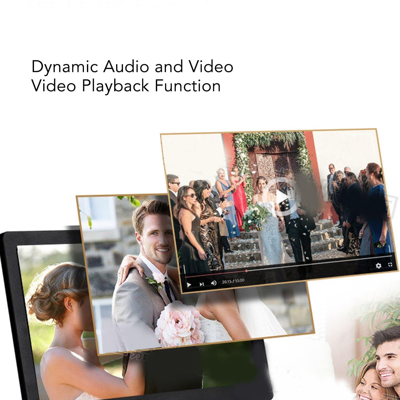 Cadre Photo Numérique Cadeaux de Cadre Photo Numérique de 8 Pouces, Cadre Intelligent D'écran HD 1280x800 IPS, 32 Go Extensible, Rotation Automatique, Partage de (Beige)