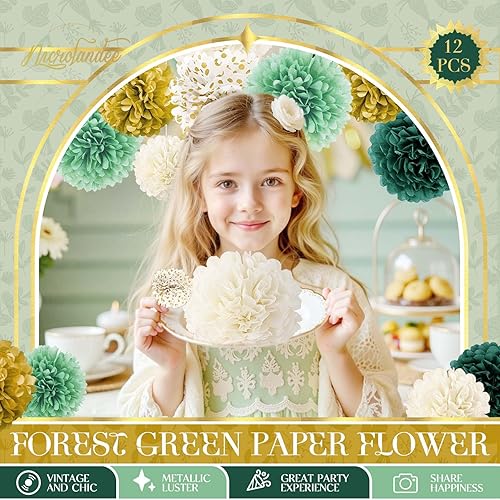 Miniatura 22 de NICROLANDEE Decoraciones de boda – 12 pompones de papel de seda de oro rosa para fiesta de compromiso, boda, cumpleaños, despedida de soltera, baby