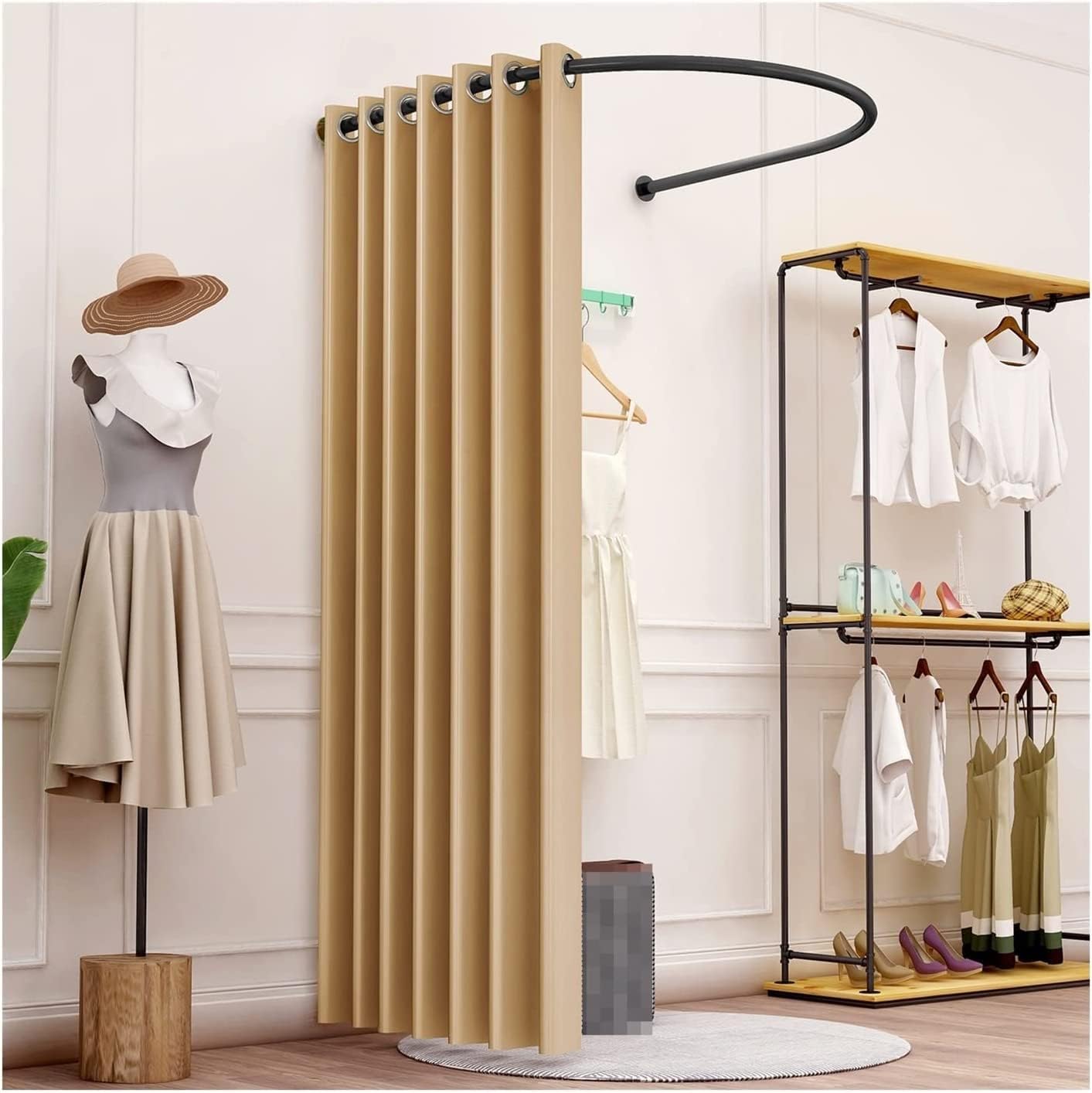 Fitting Room U- Shaped Fitting Room Clothing Store Movable Changing Room Privacy Protection Dressing Room for Shopping Malls Office Portable