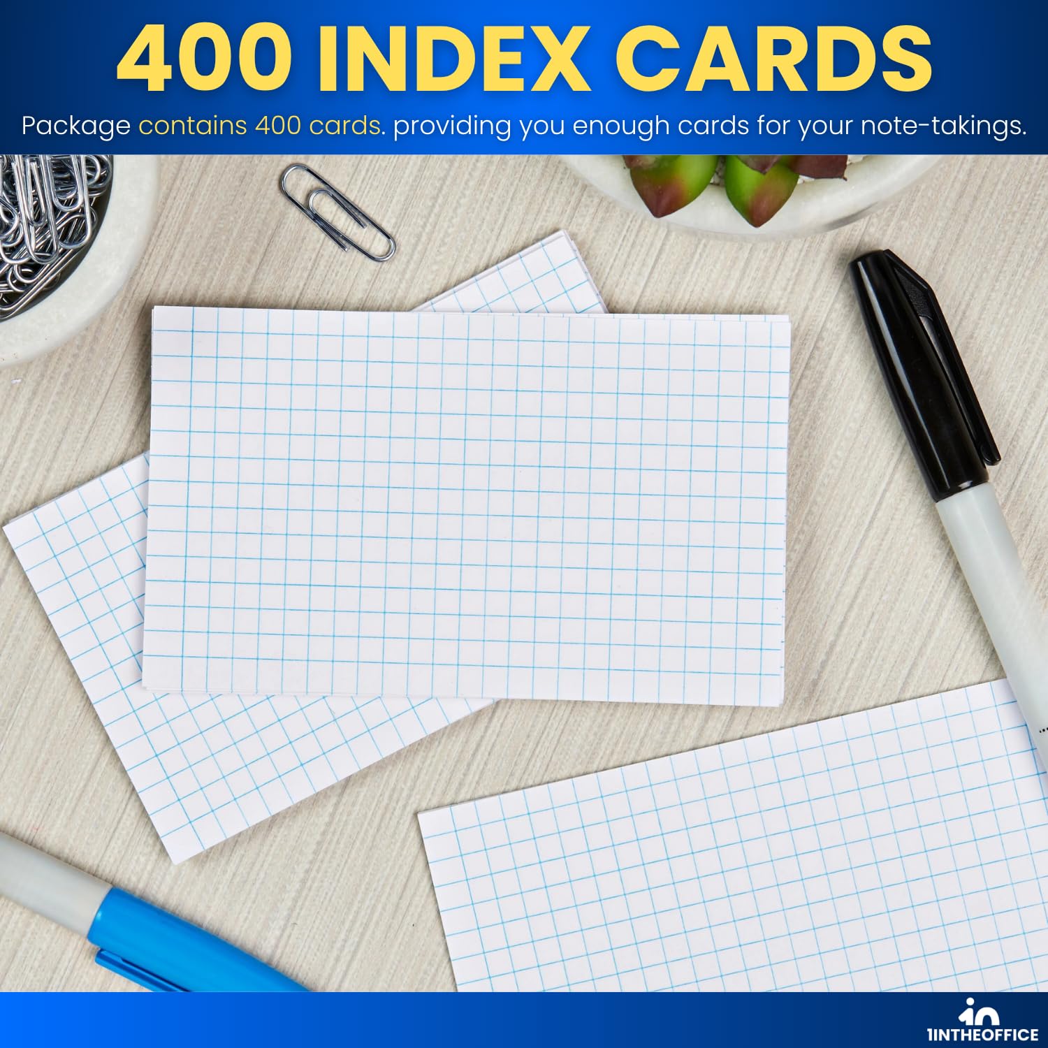 Snapklik.com : 1InTheOffice Graph Ruled Index Cards 3x5