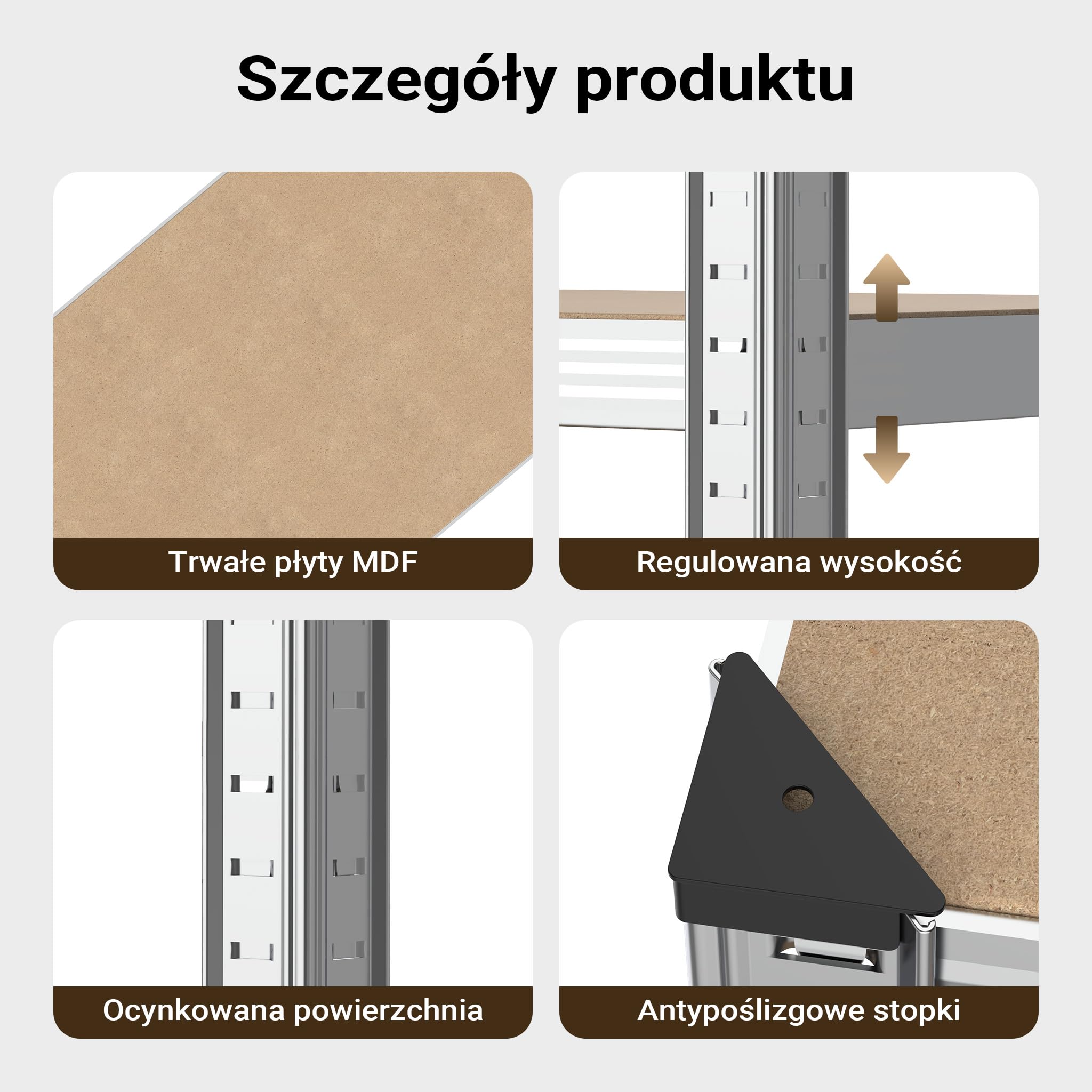 Wiltec Regał magazynowy cynkowany 180x90x40cm ze stali z 5 półkami do maks. obciążenia 875kg