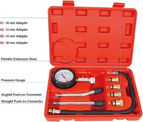 Miniatura 2 de BIG RED Torin - Kit de prueba de compresión de motor, 8 unidades, 0-300 psi, medidor de compresión de cilindro, medidor de herramienta de presión