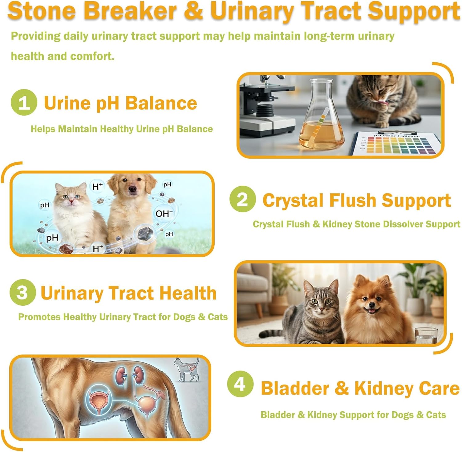 Stone Breaker for Dogs & Cats – Crystal Flush Urinary Tract Supplement, Bladder Stone & Kidney Support for Dogs and Cats