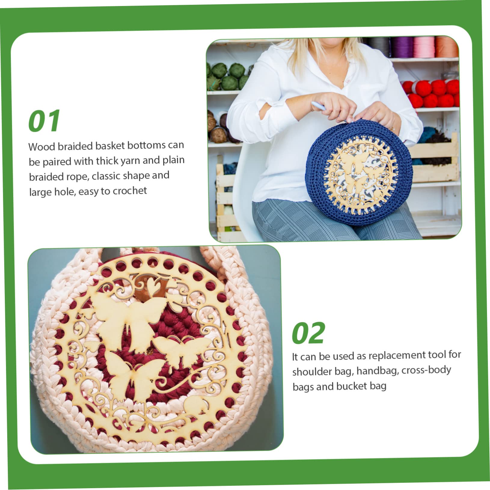 6 Pcs Wooden Bag Base Weaving Basket Bottom Wear-Resistant Basket Shaper Delicate Basket Base Wear-Resistant Basket Base Weaving Accessory Wooden Basket Base DIY Accessory