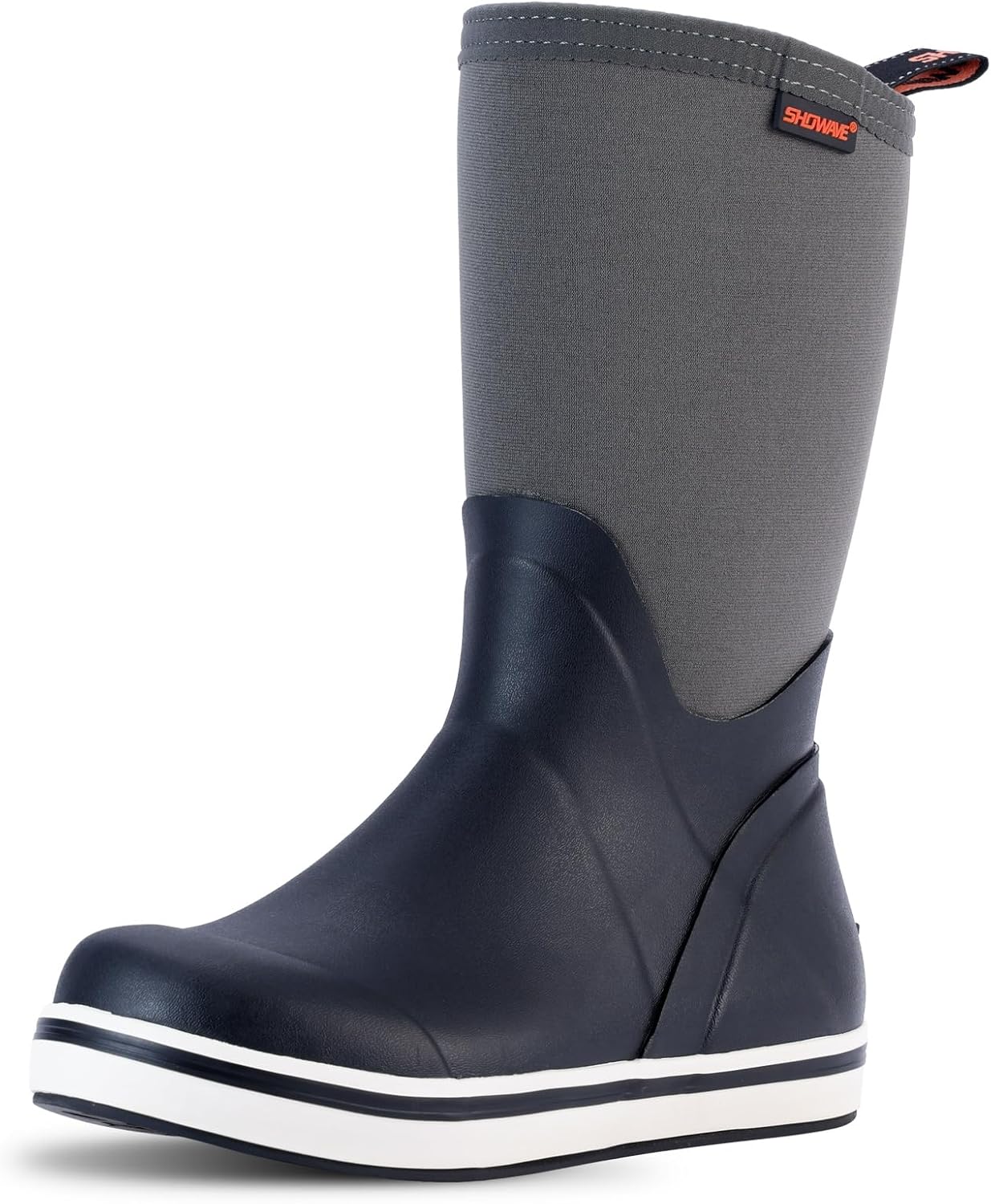 Showave Kid’s Mid Calf Deck Boots Boys Girls Waterproof Insulated Rubber Rain Boots Durable Mud Boots for Cold Day