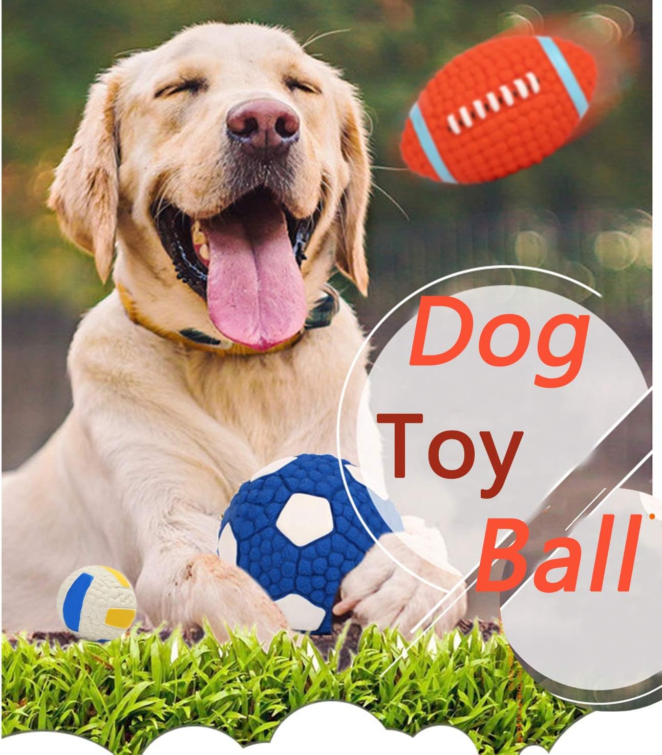 BEISIJIA Squeaky Pet Dog Toy Ball, Soft Latex Chew Ball Toys Wear-Resistant Dog Chew Molar Balls for Small Medium Large Dog - Image 4
