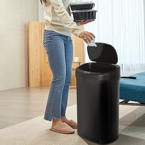 Miniatura 7 de Basurero de cocina automático de 13 galones con tapa y sensor de movimiento para cocina, oficina, dormitorio, baño, sala de estar, papelera