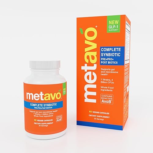 Metavo Complete Synbiotic - GLP-1 Support Pre+Pro+Postbióticos 60 cápsulas vegetales 7 cepas, 4 mil millones de UFC Apoyo para la salud