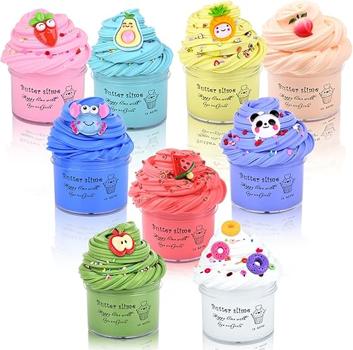 Paquete de 9 unidades de slime de mantequilla, recuerdos de fiesta para niños, juguete para aliviar el estrés, juego de slime de mantequilla