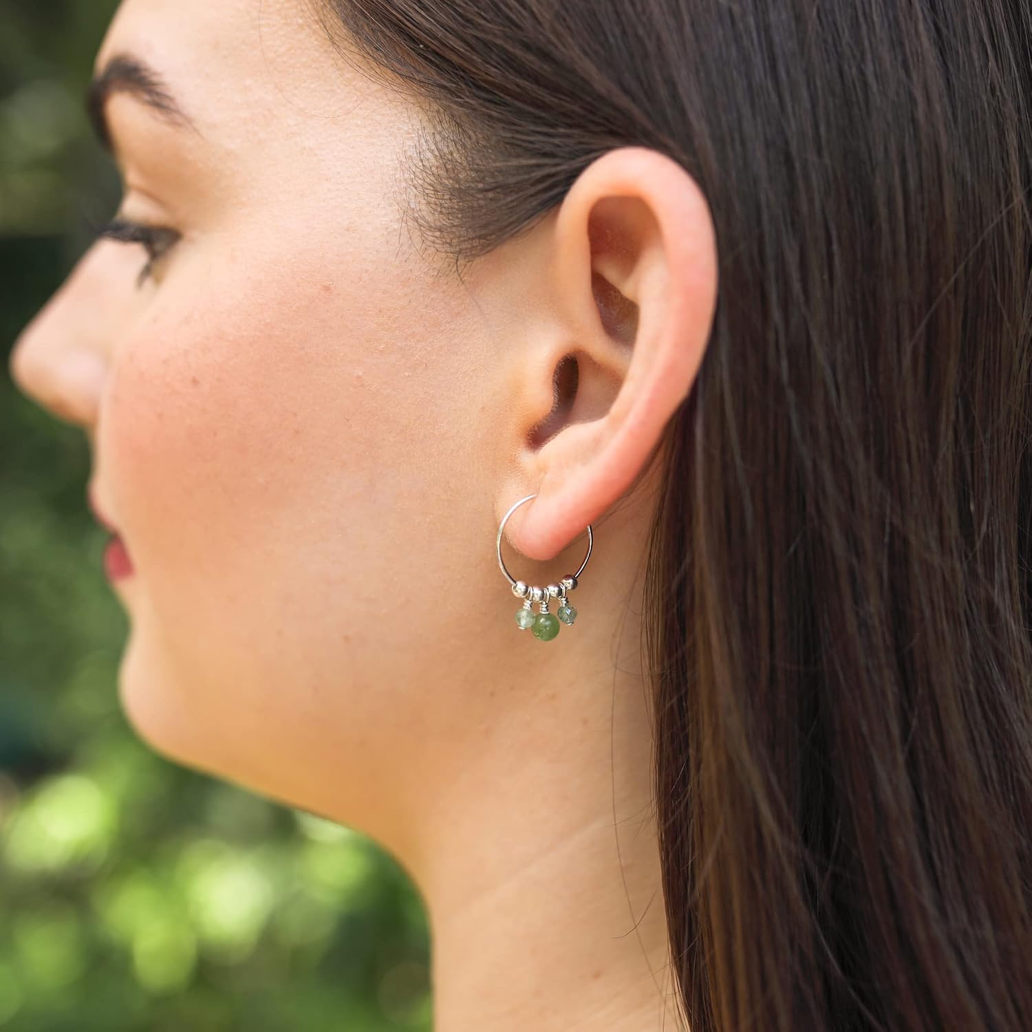 Luna Tide Aventurine Hoop Earrings in Sterling Silver