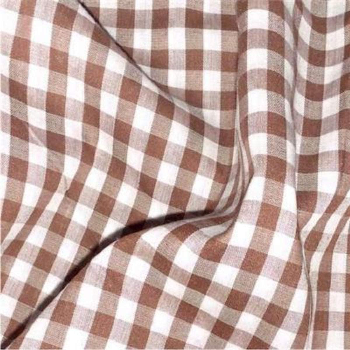 Balsara's Brown ¼” Gingham Check Polycotton Fabric Chequered Medium Weight Material Dressmaking Curtains Soft Furnishing Table Covers Arts And Crafts (, 1 Metre)