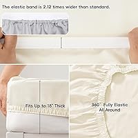 Vista 3 de PHF Juego de sábanas de 6 piezas, 100% rayón derivado de bambú, tamaño Queen, sábanas refrescantes para personas que duermen con calor, banda