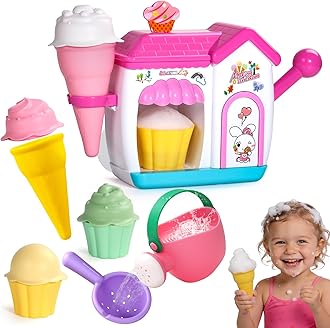 Bath Toys for Kids Ages 4-8 3-5 Toddler Bath Toys Bathtub Ice Cream Foam Maker Bubble Pretend Cake Play Set Birthday Gifts for 2-4 5 6 Year Old Girls Boys