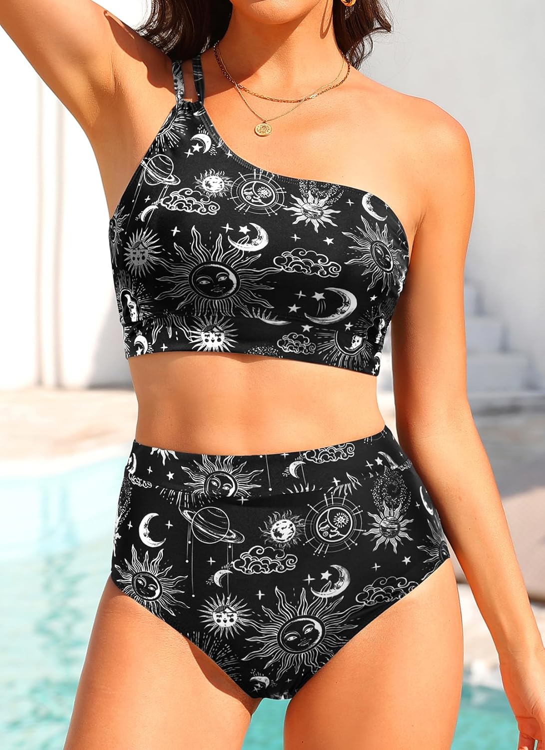 Yonique Women's High Waisted Bikini - One Shoulder Two Piece Swimsuits 2026 Tummy Control Full Coverage Bathing Suits