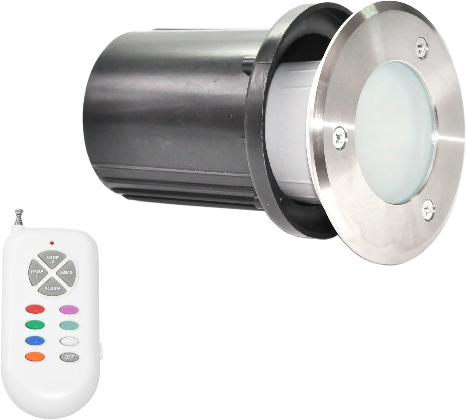 Silbo SB8096 Low Voltage 12V 3W LED Residential or Commercial In-ground Landscape Color Change RGB Flood Light Fixture with Remote Control