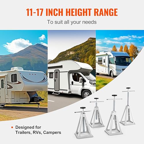 Miniatura 4 de VEVOR Gatos estabilizadores de RV, paquete de 4 gatos de nivelación de aluminio para RV, gatos apilables para caravana, remolque, cámper, soporte de