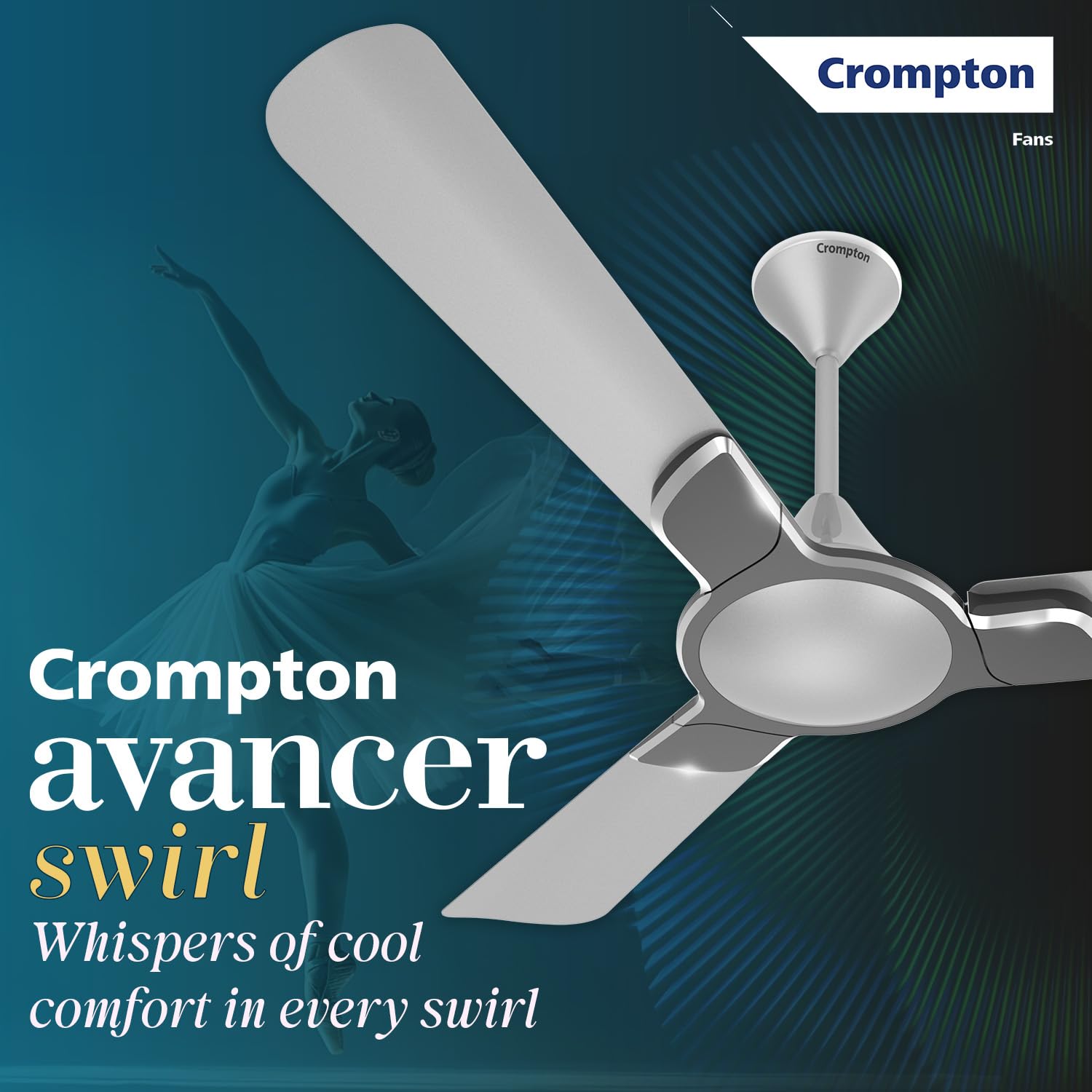 Crompton Avanver Swirl Ceiling Fan - Shadow Grey -2 Crompton Avanver Swirl Ceiling Fan - Shadow Grey -2