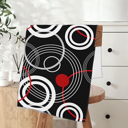 Miniatura 7 de Lilenyu Juego de toallas de mano modernas con anillos geométricos retro, color negro y rojo, toallas de mano decorativas abstractas para baño, yoga,