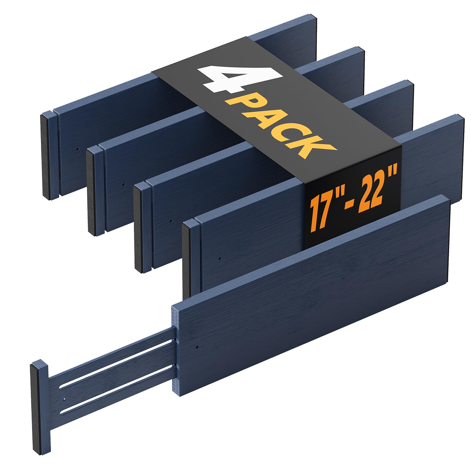 SpaceAid Bamboo 4 Pack Dresser Drawer Dividers, 4.65“ High Adjustable 17“-22” Drawer Organizers, Expandable Organization for Clothing, Clothes,