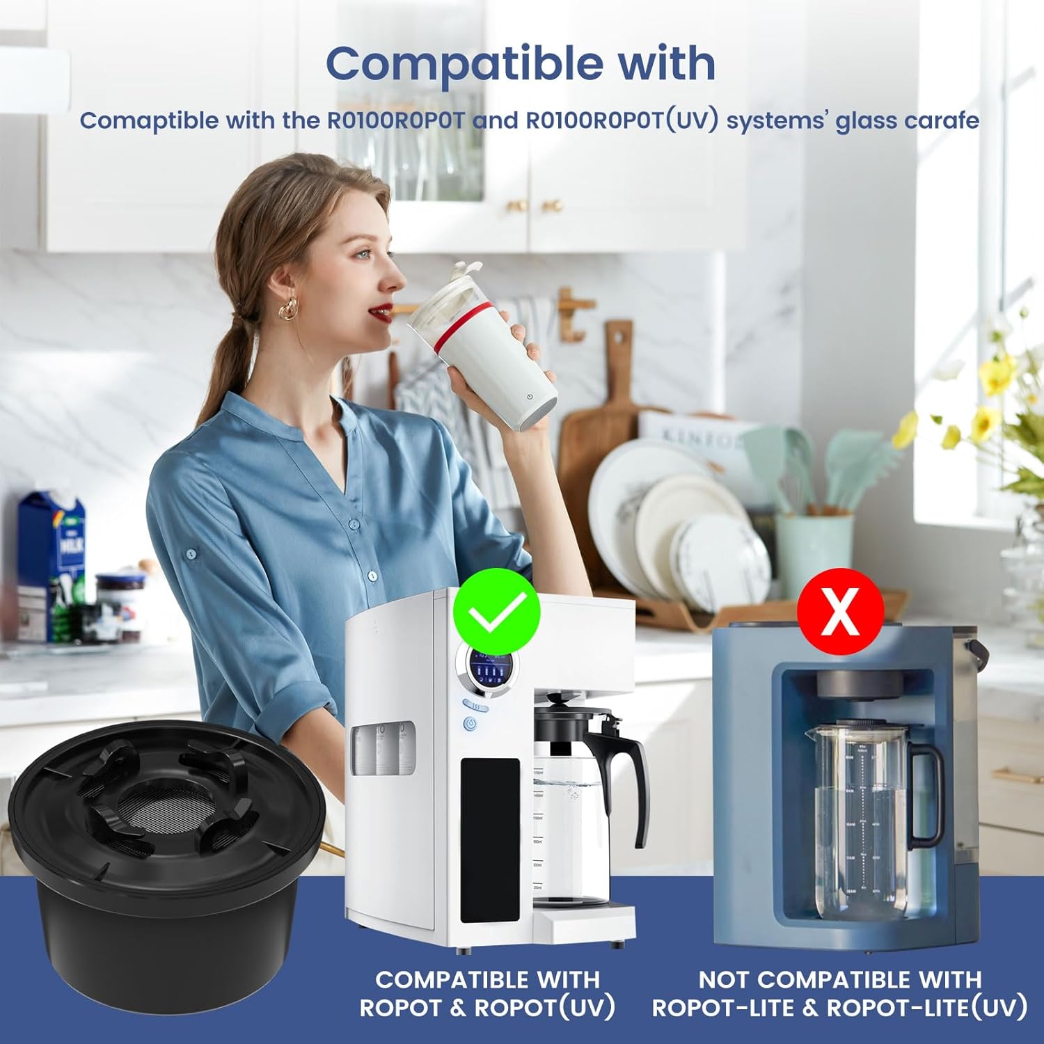 RO100ROPOT Remineralization Water Filters Replacement, Compatible with Bluevua RO100ROPOT and RO100ROPOT(UV) Systems, Alkaline for Reverse Osmosis Filter, Remineralize and Increase pH, Pack of 2 - Image 2