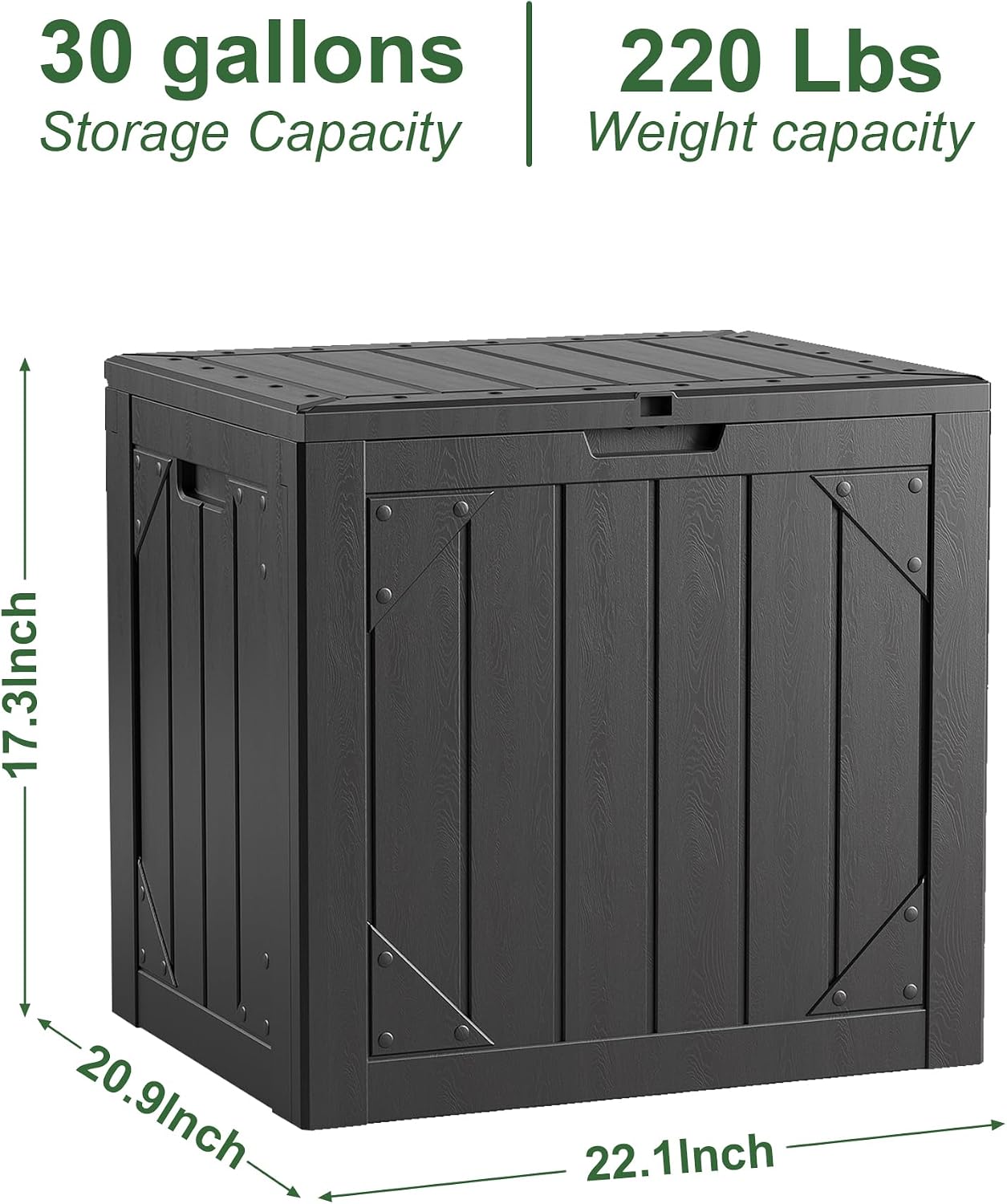 30 Gallon Resin Deck Box Waterproof Outdoor Storage Box for Patio Furniture Pool Accessories Indoor Storage for Cushion Garden Tools, Black