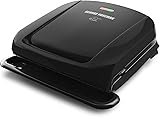 George Foreman 4-Serving Removable Plate Electric Grill and Panini Press, George Tough Non-Stick Coating, Drip Tray Catches Grease, Black