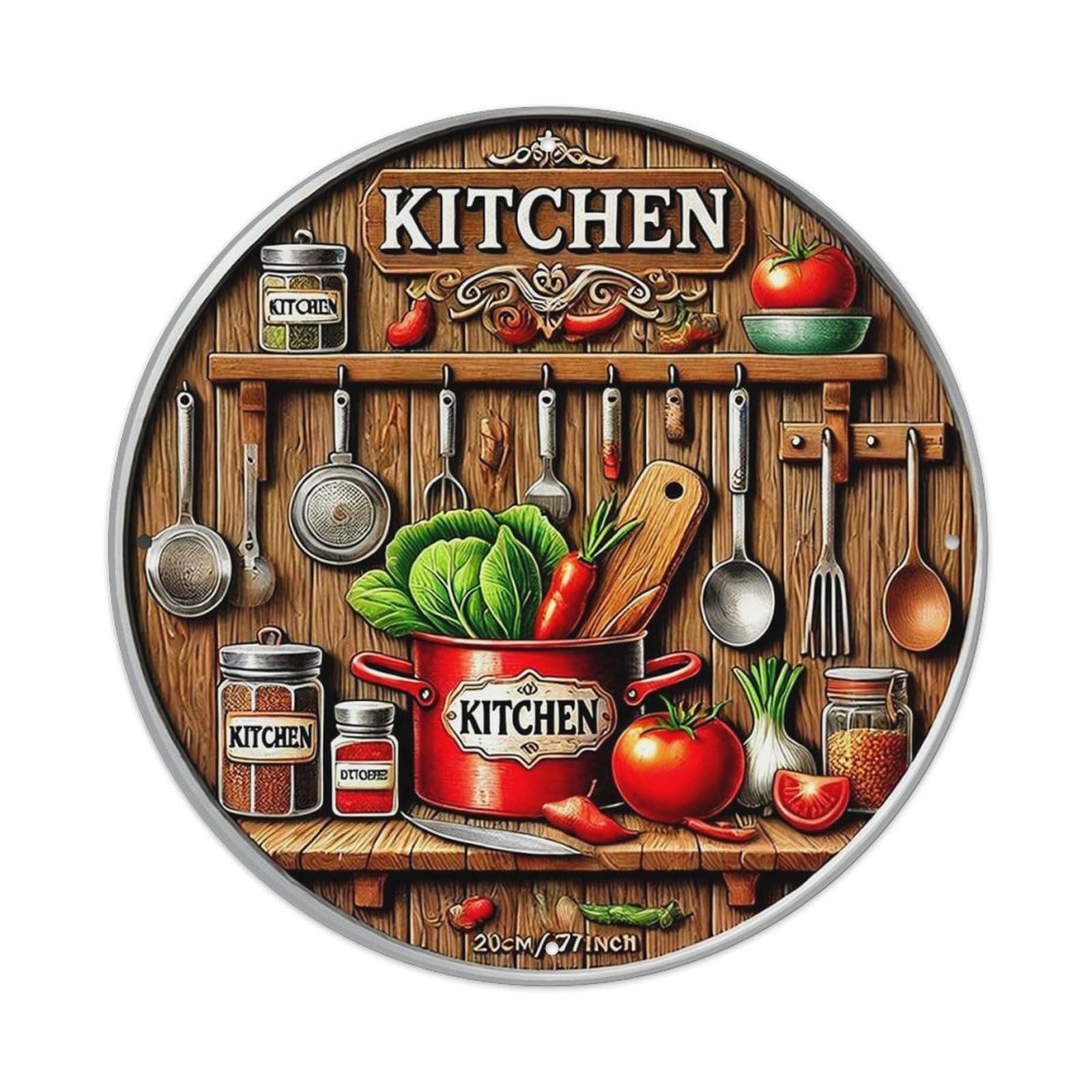 Rustic Kitchen Utensils And Vegetables Tin Sign Metal Poster Vintage Metal Signs for Home Man Cave Bar Cafe Kitchen laundry room Wall Decorations 8x8 inches