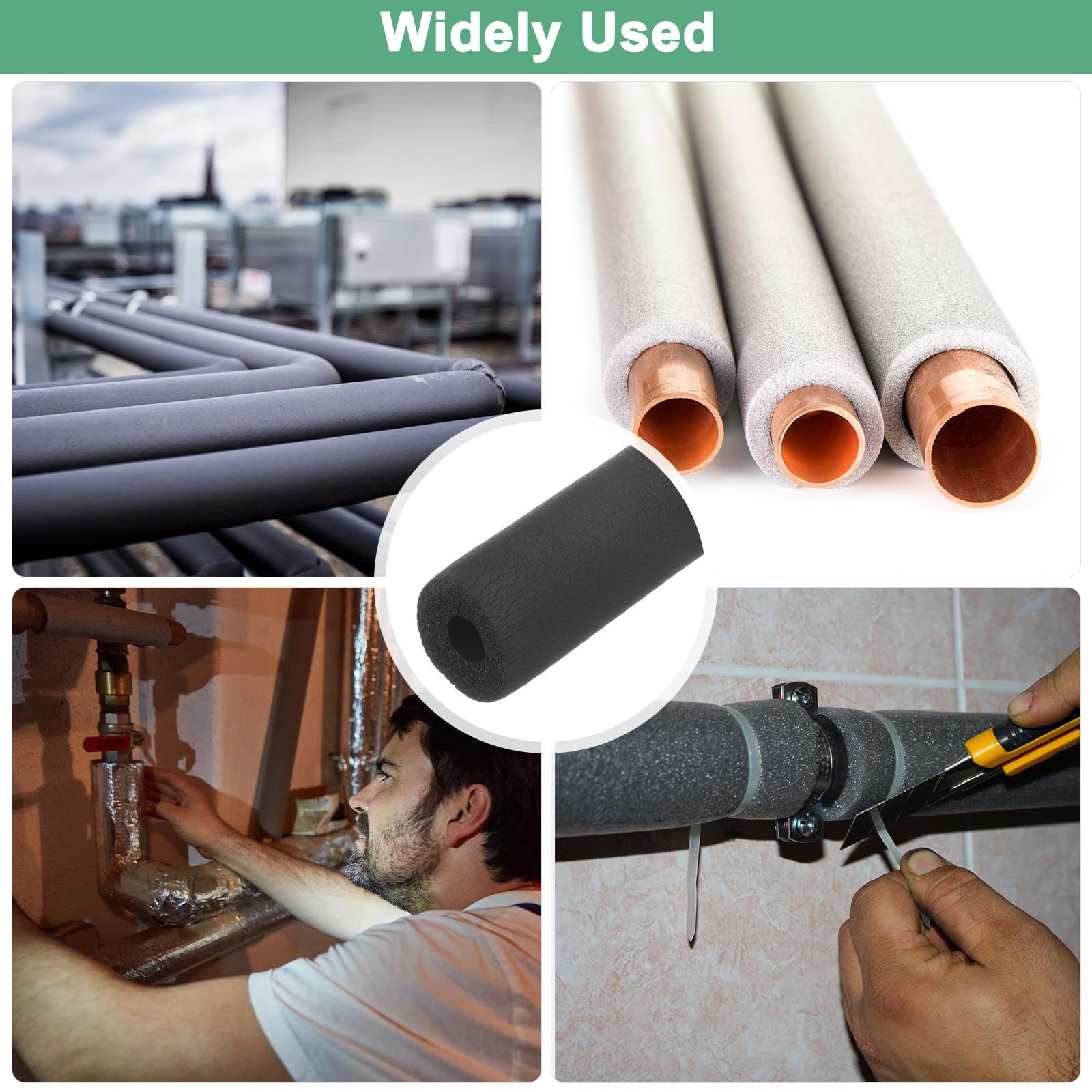 M METERXITY Tubo de Espuma Aislante para Tuberías, 3/8" (10mm) ID x 6 Pies de Rollo de Envoltura de Cubierta de Tubería, Cubierta de Tubería Hueca para Soportes de Guitarra [Negro]