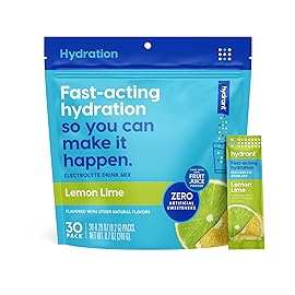 Hydrant Hydrate, Individual Hydration Electrolyte Powder Stick Packets with No Artificial Sweeteners, Colors, or Fillers (Lemon Lime, 30 Pack)