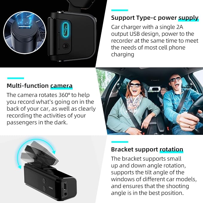 Cámara Dash Cam 4K frontal y trasera para carros miniatura 6