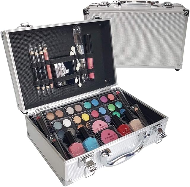 52 Piece Vanity Case Make Up Set Storage Box Beauty Cosmetic Gift Travel Make Up Carry Box Christmas