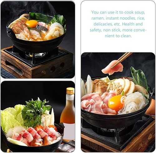 Miniatura 4 de Sukiyaki olla de hierro fundido para salsa de mandarina, mini sartén de hierro fundido, caldero donabe, olla de cocina japonesa yin yang olla